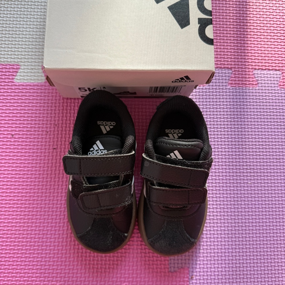 Adidas Kids Black Sneakers with Velcro Straps